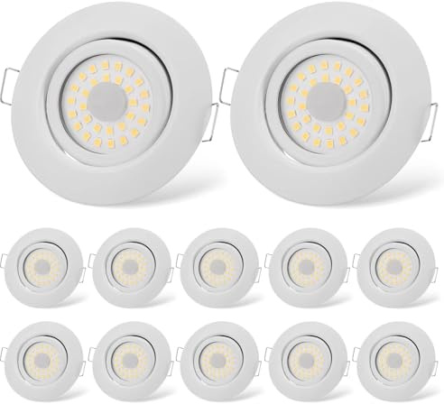 cloksh LED Einbaustrahler 230V Flach Dimmbar LED Spots 6W IP44 Bad Einbauleuchten Weiß Deckenspots Deckenstrahler,Warmweiß 3000K Schwenkbar Einbauspots für Badezimmer Küche Wohnzimmer,12er Set