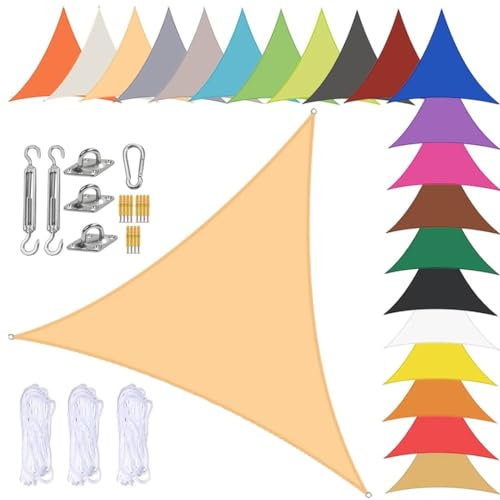 nvdsivee Tenda a Vela Ombreggiante Triangolare Impermeabile Tenda da Sole per Esterno Giardino Tende da Sole con Occhielli e Installare Gli Accessori 90% UV Protezione Beige 2x2x2m