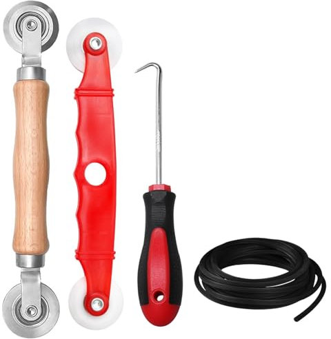 RAFIYU 4 Pièces Toile Moustiquaire Rouleau, Outil de Roulement Moustiquaire Outil de Roulant, Fenêtre Crochet avec 15m Corde en Caoutchouc, pour Les Écrans Anti-Moustiques Anti-Mouches Anti-Insectes