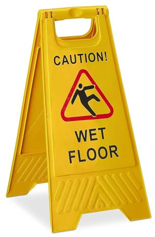 PARKING FACIL - Cartello pavimento bagnato - 7,5 x 29,5 x 37,5 cm - Entrambi i 2 lati - Caution Wet Floor in spagnolo e inglese - Colore giallo ad alta visibilità per prevenire incidenti
