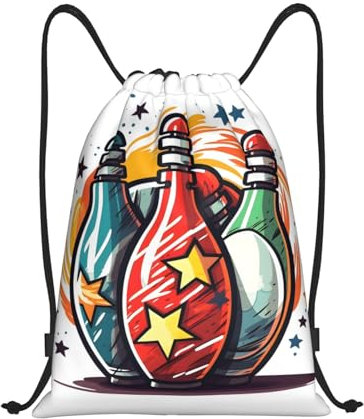 Oudrspo Star Bowling Kordelzugbeutel für Damen und Herren, bedruckter leichter Sport-Gymnastikbeutel, wasserdichter Kordelzug-Rucksack, Snackpack, Cinch-String-Beutel