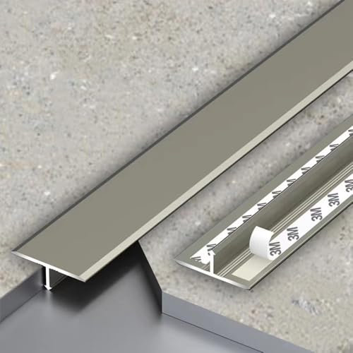 QSPNVFB Aluminium T-Profil Übergangsleiste Für Bodenlücken, Selbstklebend Übergangsschiene Laminat Abdeckleiste, Trennstreifen Für Parkett Wasserdicht(Champagne,L 90 x W 1.5CM (35 x3/5))