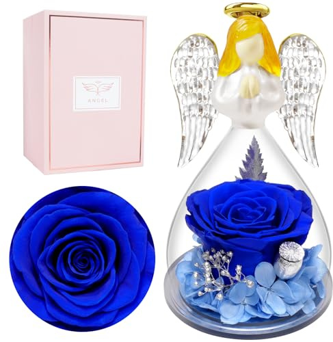 Miofula Geschenke für Mama,Ewige Rose im Glas Geschenke für Frauen,Infinity Rosen Geburtstagsgeschenk für Frauen,Blumen Engel Figur Geschenk für Mama Mutter Oma Freundin Geschenk Jahrestag Weihnachten