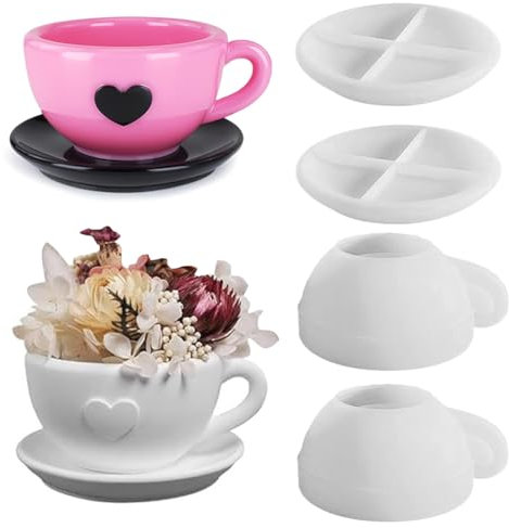 4 Stück Silikonformen Gießformen Tasse Set, Kerzenhalter Mit Untertasse, Silikon Gießformen Für Gipsform, Epoxidform