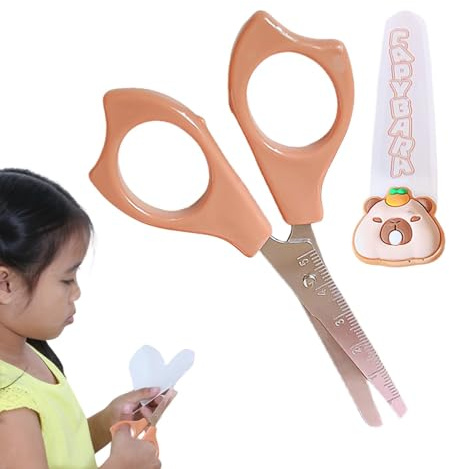 WJnflQN Kinderschere, süße Capybara Scissors, Cartoon Capybara Sicherheitsschere mit runden, Kleine Schneidpraper-Accessoires, multifunktionale Kinderaktivitäten mit einem Rutschgriff