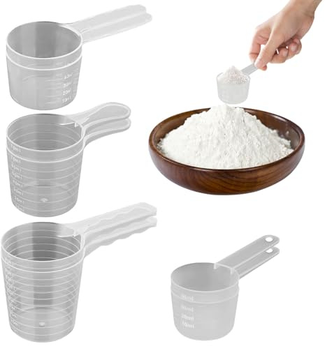 Messschaufel, 8 Stück Waschpulverschaufel, 100 ml, 70 ml, 50 ml, 40 ml, Kunststoff, transparent, Messlöffel für Proteinpulver, Milchpulver, Mehl, Küchenzubehör