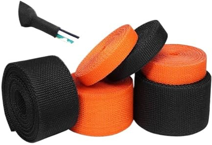 Guaina termorestringente in PET intrecciato termorestringente da 1 ~ 50 m, guaina isolante ignifuga, guaina di protezione per cavi (nero, 20 mm, 5 metri)