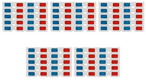 Tuesoa 3D Glasses, 50 Pairs Red and Blue Paper Stereo Lenses for Set Anaglyph Paper 3D Glasses