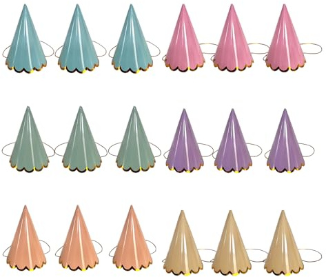 LCIEFKAE 18 Piezas De Sombreros De Cumpleaños Coloridos, Sombreros De Fiesta Infantiles, Sombreros De Cumpleaños Cónicos, Decoraciones De Partidos para Bebés, Suministros De Fiesta.