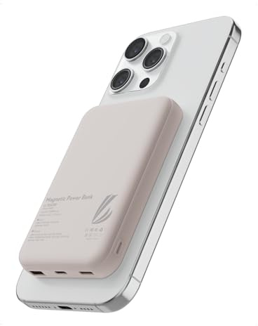 LL TRADER 006 Magnetic Wireless Power Bank 10000mAh Portable Charger Battery Pack Compatible with MagSafe for iPhone 12/13/14/15 Series (Pale Pink)03