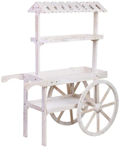 WANDERLUST DECO Carro expositor-estantería de madera 107x46x143h cm