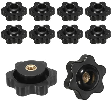 PATIKIL 10 Pezzi Dadi M4 X 25mm A Foro Passante Manopole A Stella Nero | Per Bulloni A T Per Attrezzature Meccaniche, Con Filettatura Femmina