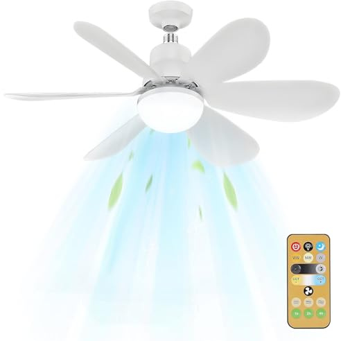 XUZIE Ceiling Fans with Lights and Remote Control, Ceiling Fan Light with 6 Blades Supports, 3 Speeds Adjustment, 3 Color Switching, Timing, Fan Light Ceiling for Bedroom, Living Room, Kitchen