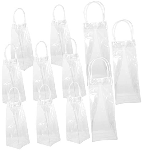 NOLITOY 10stücke Pvc-geschenktüte Transparent Praktische Weinflaschentüte mit Griffen Handliche Verpackung für Partys und Draußen für Geschenke und Rotwein