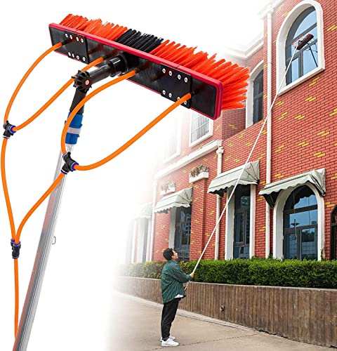 Poteau télescopique de nettoyage de fenêtre de 12 m avec brosse à eau – Nettoyant extensible pour toits, vérandas, panneaux solaires et camions – Kit complet de nettoyage de toit et de fenêtre