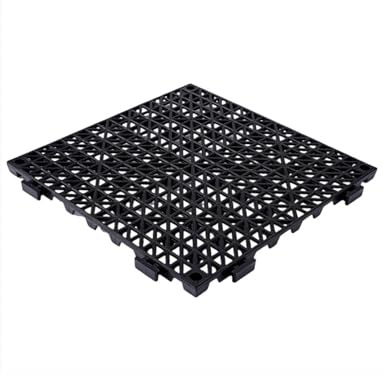 Interlocking Floor Mats Bulk, Plastic Drainage Decking Tiles with Holes, for Pool, Patio, Balcony, Shower, Kitchen, Bathroom(Black)