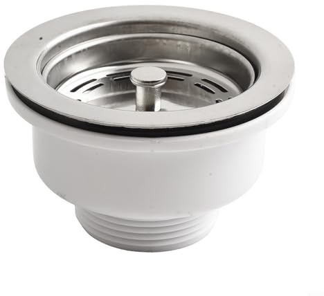 Eawfgtuw Passoire d'évier de cuisine en acier inoxydable de 90 mm avec mini panier amovible et bride, compatible avec les ouvertures standard de 70 à 80 mm pour particules alimentaires