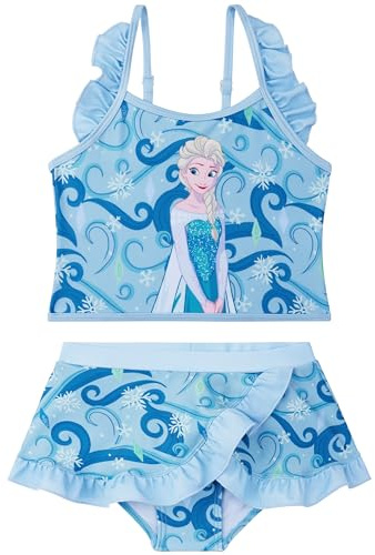 Get Trend Disney Frozen | Vaiana | La Sirenetta Costume Piscina Bambina Due Pezzi, Bikini Bambina Set con Balze e Cinturino Regolabile, Regalo Ragazza