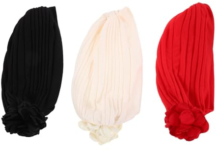 Alipis 3pcs Flower Turban Hat Elastic Bandana Hair Wrap Cap for Women Hair Loss Patients Spring Style Comfortable Wear