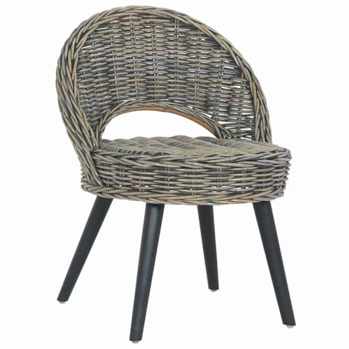 Hoopleep Kubu-Rattan Sessel Schwarz, 60x60x79 cm, natürliches Rattan und Holzbeine, gemütlicher Loungesessel für Wohnzimmer, Schlafzimmer, bequemes Sitzmöbel für den Innenbereich