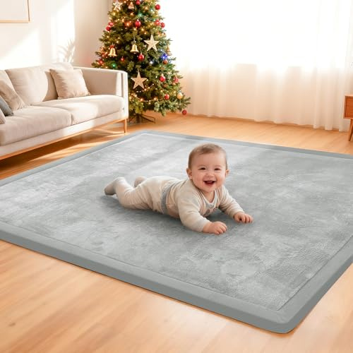 ACOMOPACK Bodenmatte 127x188x3.5cm, große Schaumstoffmatte mit rutschfester Unterseite, weiche Unterlage für Wohnzimmer, Fitness, Yoga oder Gästezimmer – Hellgrau