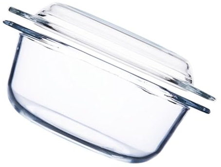 TOBBOMEY Bol en Verre Trempé Résistant la Chaleur 1 L avec Couvercle, Soupière pour Micro-ondes et Four, Compatible Lave-vaisselle, Transparent pour Cuisson et Conservation des Aliments