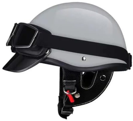 VVPEC Mezzo Casco Jet Caschi Moto Retrò Casco Scodella Portatile Con Occhiali, ECEDOT Omologato Mezzo Elmetto da Moto Retrò per Uomo Donna Biker Cruiser Scooter Touring(4,S=55~56cm)