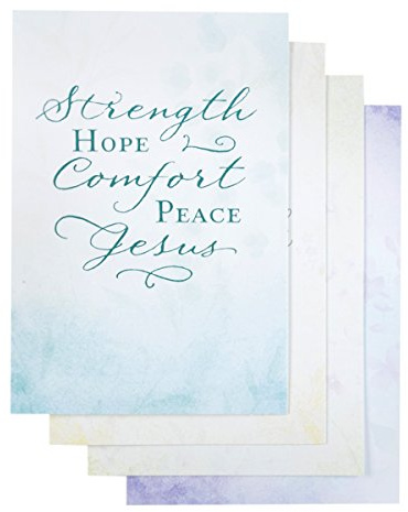 DaySpring - Strength Hope Comfort - 4 Design Assortment With Scripture - 12 Sympathy Boxed Cards and Envelopes (77541)