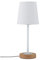 Paulmann 79636 Luminaria de sobremesa Neordic Stellan máx. 1x20 W, luminaria de sobremesa para lámparas E27, lámpara para mesita de noche, blanco/madera 230 V tela/metal/madera, sin fuente de luz