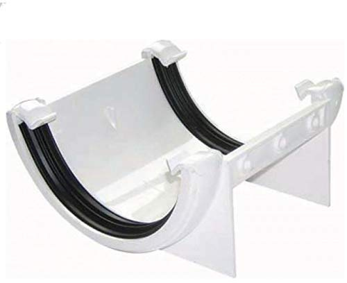 FLOPLAST 112mm Half Round Fascia Gutter Union Bracket - White - Pack of 2