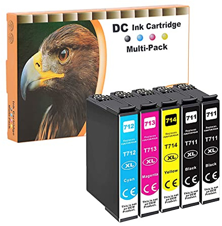 D&C 5x Druckerpatronen Kompatibel für Epson 71Xl, T71XL für Epson Stylus B40W BX300F BX310FN BX600FW BX610FW Stylus S21 SX100 SX105 SX110 SX115 SX200 SX205 SX210 SX215 SX218 SX400 DX8450 DX9400