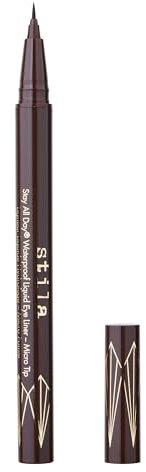 Stila All Day Dual-Ended Liquid Eye Liner, Easy To Use Eyeliner Pen, Smudge & Transfer Proof, Liner Stays On All Day and Night, Goes On Smoothly Without Skipping, Smudging or Pulling - Dark Brown