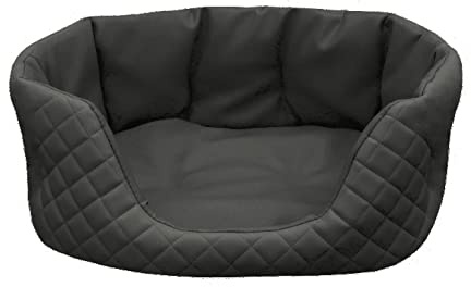 Juelle Hundebett aus Kunstleder gesteppt, Bett für kleine Hunde Flauschiges Hundekissen, Sofa Queen S-XL (65x50cm, Grafit)