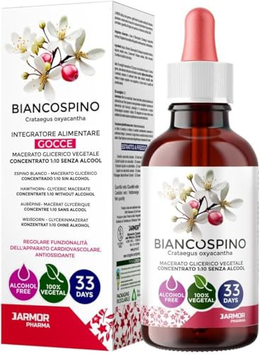 Integratore Biancospino Gocce 100ml - Macerato Glicerico Naturale senza Alcool, Supporto Cuore e Benessere Cardiovascolare, Calma e Sonno, Made in Italy con Pipetta Dosatrice - J.Armor Pharma