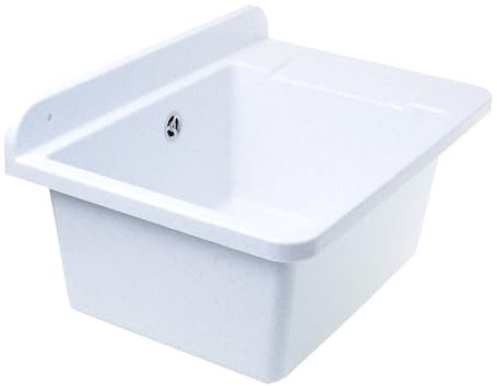 Aqbau Ausgussbecken Set Mit Armatur Und Seifenspender 505mm Waschbecken Spülbecken Mit Ausziehbarem Einhandmischer Weiß Granit