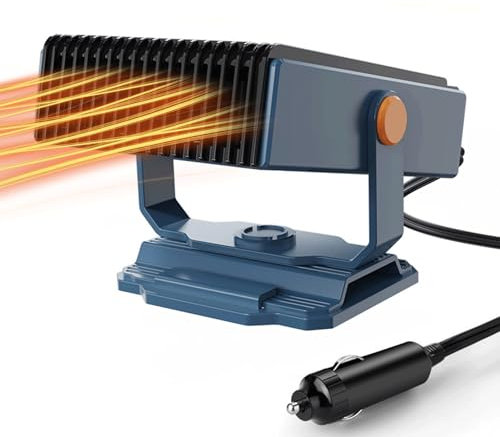KQLHLHDYZ Calentador de coche, ventilador portátil de 12 V 150 W con base giratoria de 180°, 2 en 1 de enfriamiento y calefacción rápida, encendedor de cigarrillos para vehículos, calentamiento rápido