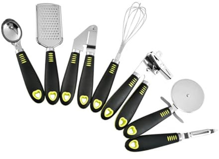 Ciieeo 7stücke Teiliges Küchenutensilien Set Aus Kochwerkzeuge Mit Antihaft-Beschichtung Pizzaschneider Schaber Dosenöffner Knoblauchpresse Und Spülmaschinenfest Und Ergonomisch