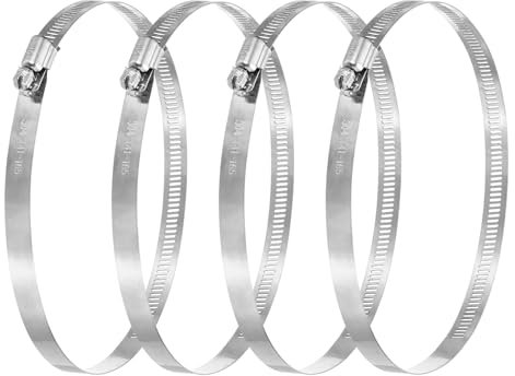 PATIKIL 6 Inch Adjustable Pipe Hose Clamp, 4 Pack 304 Stainless Steel Air Ducting Clamp Worm Gear Drive Hose Clamps Pipe Clamp for Ventilation Duct, Silver