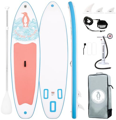 Tuxedo Sailor Stand Up Paddling Board 320 cm Aufblasbares Stand-Up Paddle Board für Adults mit SUP Zubehör, Stand Up Paddelbrett für Alle Könnensstufen (Light Pink)