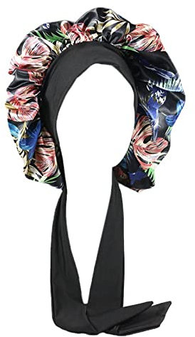 GANYKQ Ribbon Decor Girl Bonnets Elastic Night Sleep Breathable Color Matching Toddler Hair Sleeping Hat for Women, Maily, 1