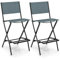 GYMAX Set di Sgabelli Pieghevoli per Bar, Set di 2 Sedie da Esterno con Schienale, Poggiapiedi Ergonomico, Sedie da Pranzo Portatili per Prato, Veranda, Giardino, Caffè (Blu)