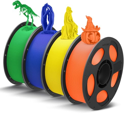 ANYCUBIC Filamento PLA 1,75 mm, Filamento PLA per Stampante 3D, Confezione Sottovuoto, Identificazione Intelligente per Stampa Intelligente, Blu+Verde+Arancione+Giallo, 4KG