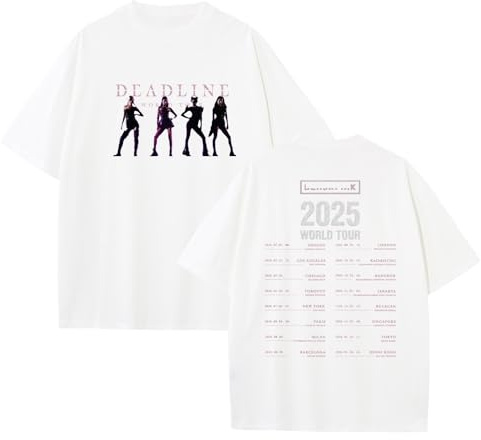T-Shirt Deadline Jump Album 2025 World Tour Supporto Grafico High Street Cotton Shirt(A-White,M)