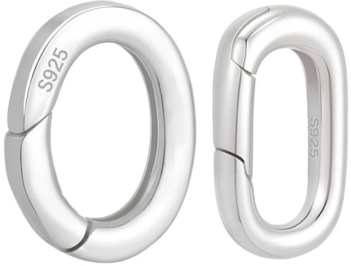 Beebeecraft 2 cierre de Resorte Ovalado Anillos de Resorte de Plata de Ley de 13.5x8/14x10mm Y 925mm Cierres de Resorte de Metal Conector A Presión con Paño de Pulido para Hacer Joyas Collares