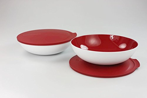 TUPPERWARE Allegra 1,5 L rot-weiß (2) Schüssel Schale servieren Servierschale