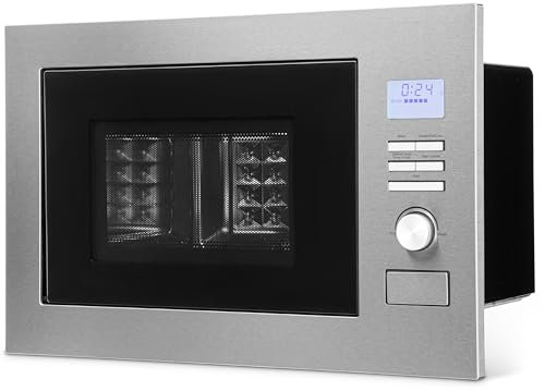 Bomann® 3in1 Einbau Mikrowelle mit Grill und Heißluft | Microwave mit 25L Garraum | 8 Automatikprogramme | Auftaufunktion | inkl. Grillrost und Drehteller (Ø 27 cm) | 900W | MWG 3001 H EB Edelstahl