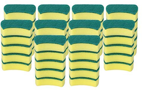 50pcs Scrubbing Pad Sponge Scrubber Scratch-Resistant Scouring Pads 4 x 3 Inches for Scrubbing Kitchen Dishes, Yellow