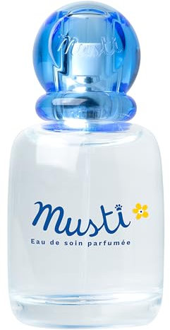 Mustela Acqua Profumata Mustì Senza Alcool con Camomilla e Miele, Corpo e Capelli, Neonati e Adulti - Note Fresche di Bergamotto, Mughetto, Fiori Bianchi, 97% Ingredienti di Origine Naturale (50ml)