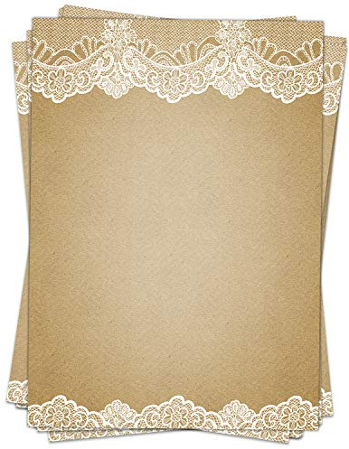 50 Blatt Briefpapier (A4) | Vintage mit Spitze Shabby Chic | Motivpapier | edles Design Papier | beidseitig bedruckt | Bastelpapier | 90 g/m²