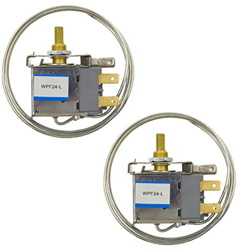 Eilumduo 2Pcs Universal Fridge Freezer Refrigerator Thermostat WPF24-L Temperature Control 250V/5(4) A 125V/8(6) A - (Type: 2Pin/Fixed in The Middle)